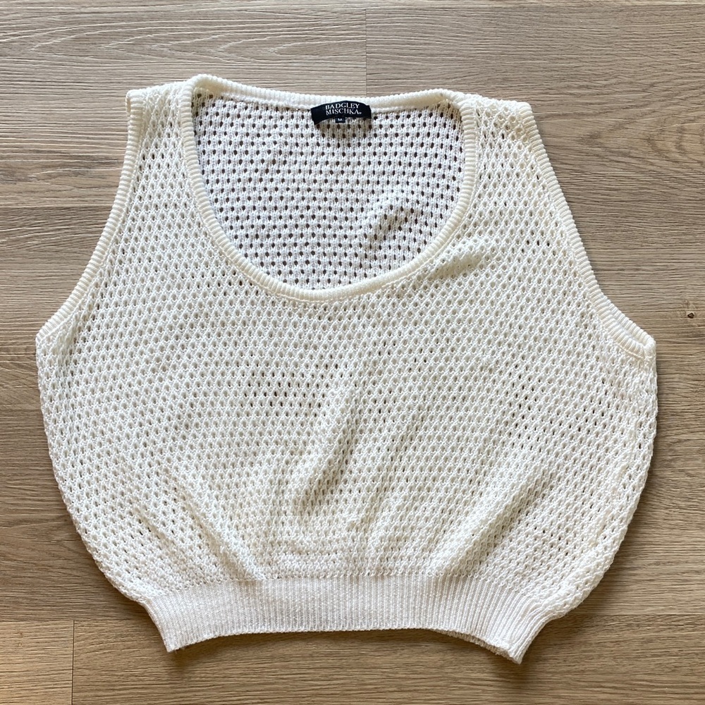 Badgley Mischka Crochet Sleeveless Top